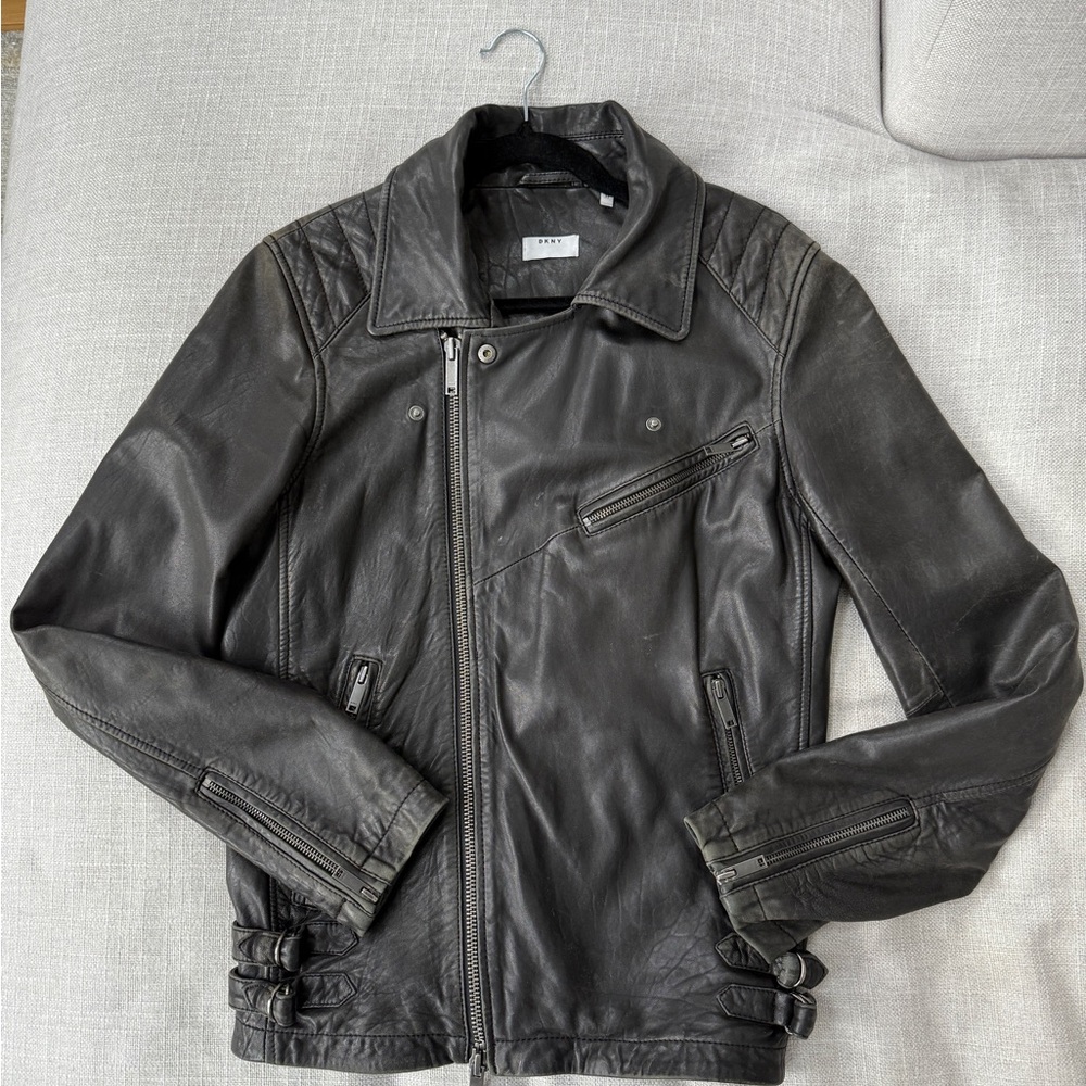 Black Leather Jacket DKNY